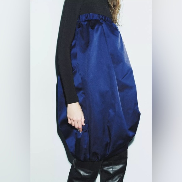 Zara VOLUMINOUS TAFFETA SKIRT LIMITED EDITION. Navy Blue. Size XS. New with Tags - Picture 4 of 16